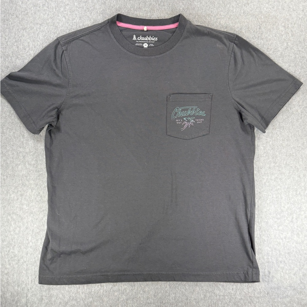 Chubbies Size Medium Green Skys Out Thighs out Graphic on Back Short Sleeve Tee